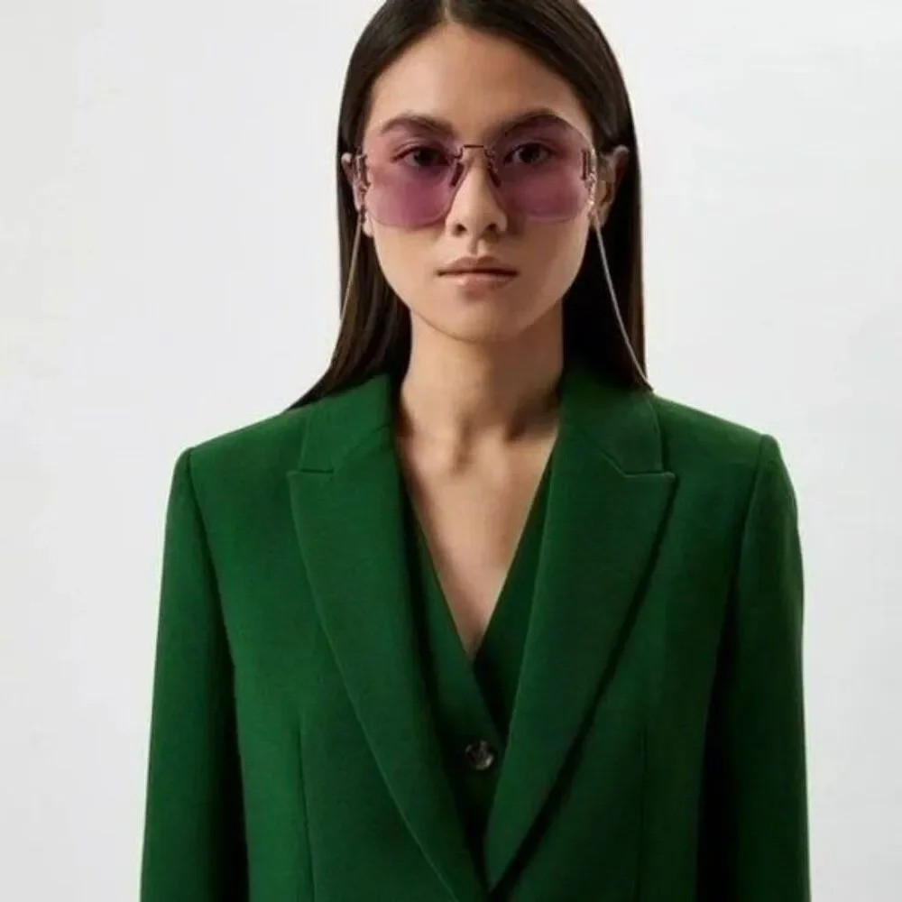 Gucci Women Sunglasses Gold Chain Violet Round GG1203S 001 NEW AUTHENTIC
